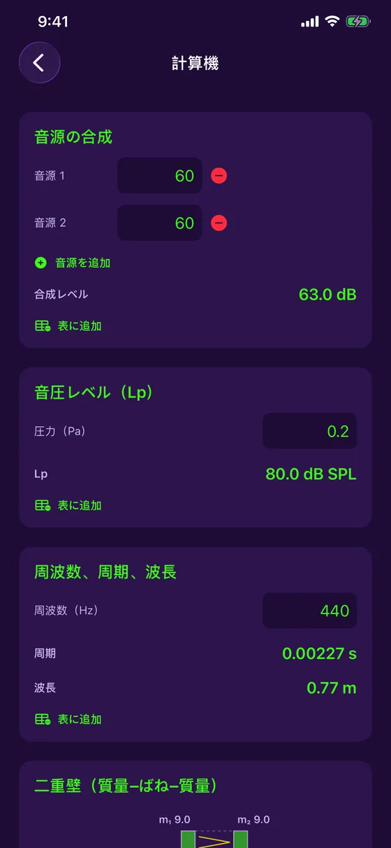 音響の計算ツール