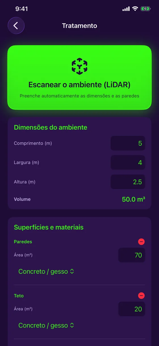Escaneamento do ambiente com LiDAR