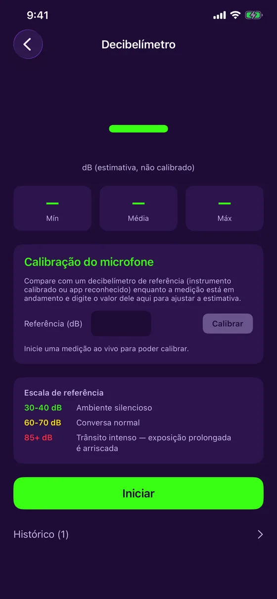 Decibelímetro e calibração do microfone